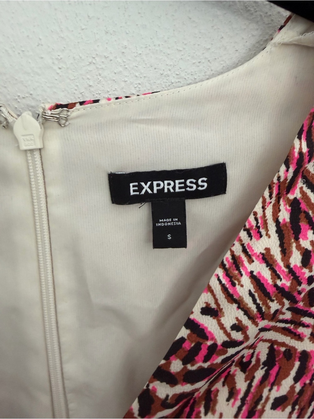Express Pink and Brown Animal Print V-Neck Dress